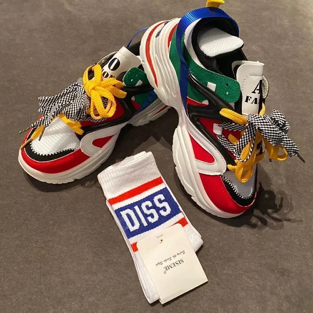 Men’s Fashion Sneakers Shoes Retro Color Blocked Size 5 NEW